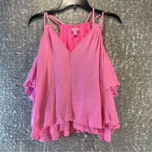 Lilly Pulitzer Strappy Off the Shoulder Top Pink Rayon Polyester XS